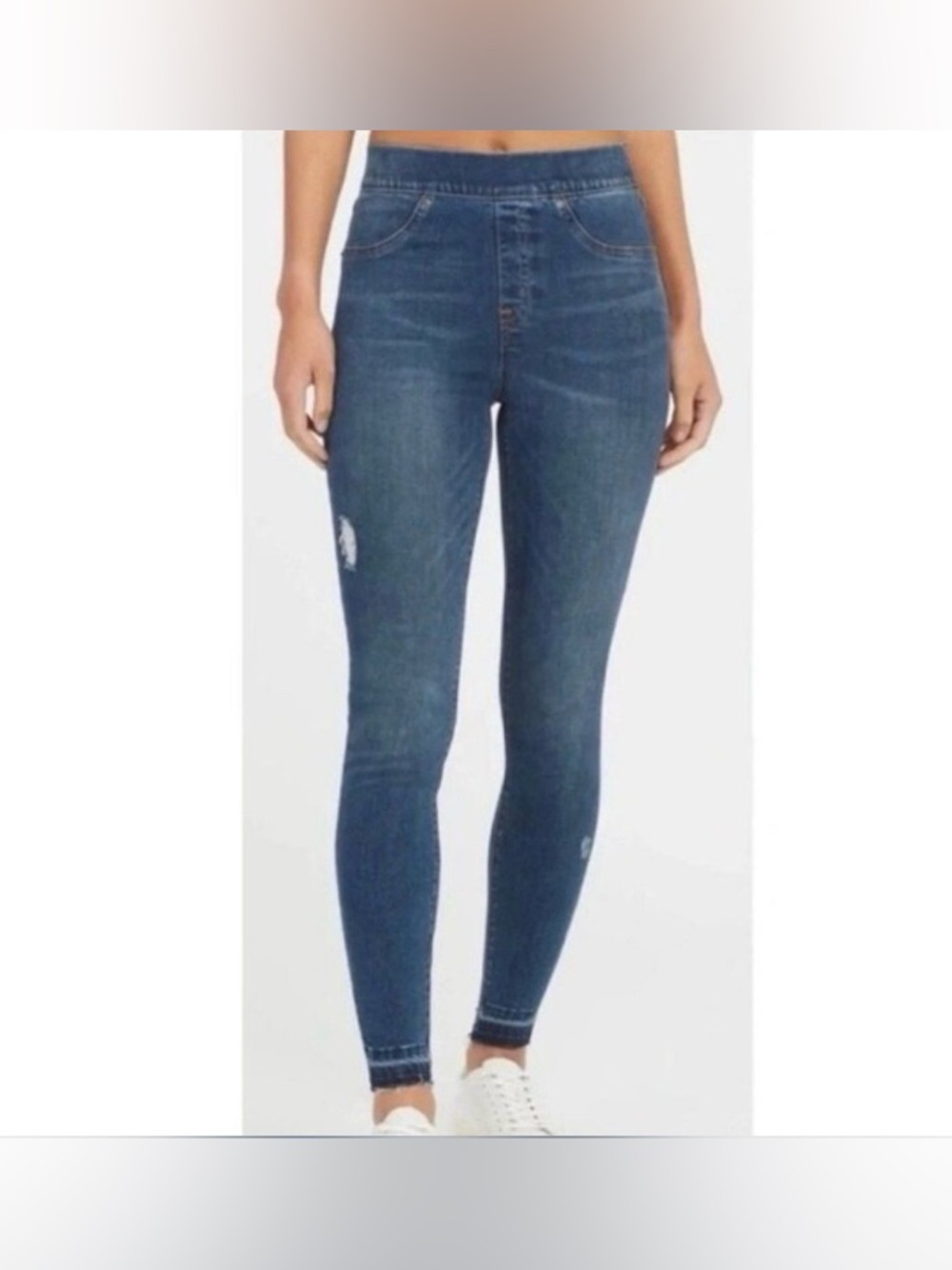 SPANX Distressed Ankle Skinny Jeans Medium Wash Size S